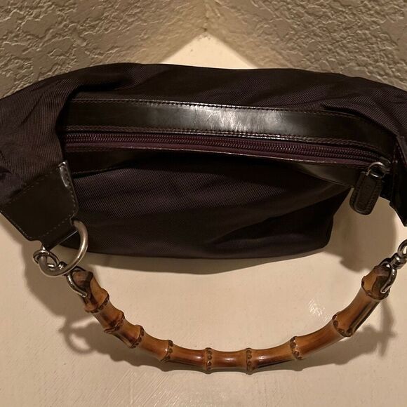 Gucci Leather Shoulder Bag With Bamboo Strap Brown Iconic Y2K Tropical Luxury - Picture 3 of 14